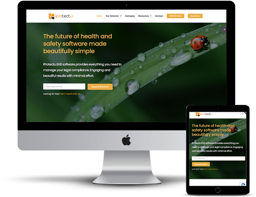 screen shot of website