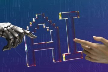 robot finger touching human finger